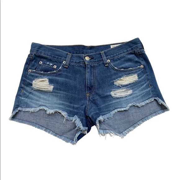 rag & bone Pants - Rag & Bone Distressed Blue Denim Womens Shorts Sz 27